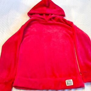 Lucky Brand Girls Pink Plush Velour Hoodie Cozy Pullover Size 10/12